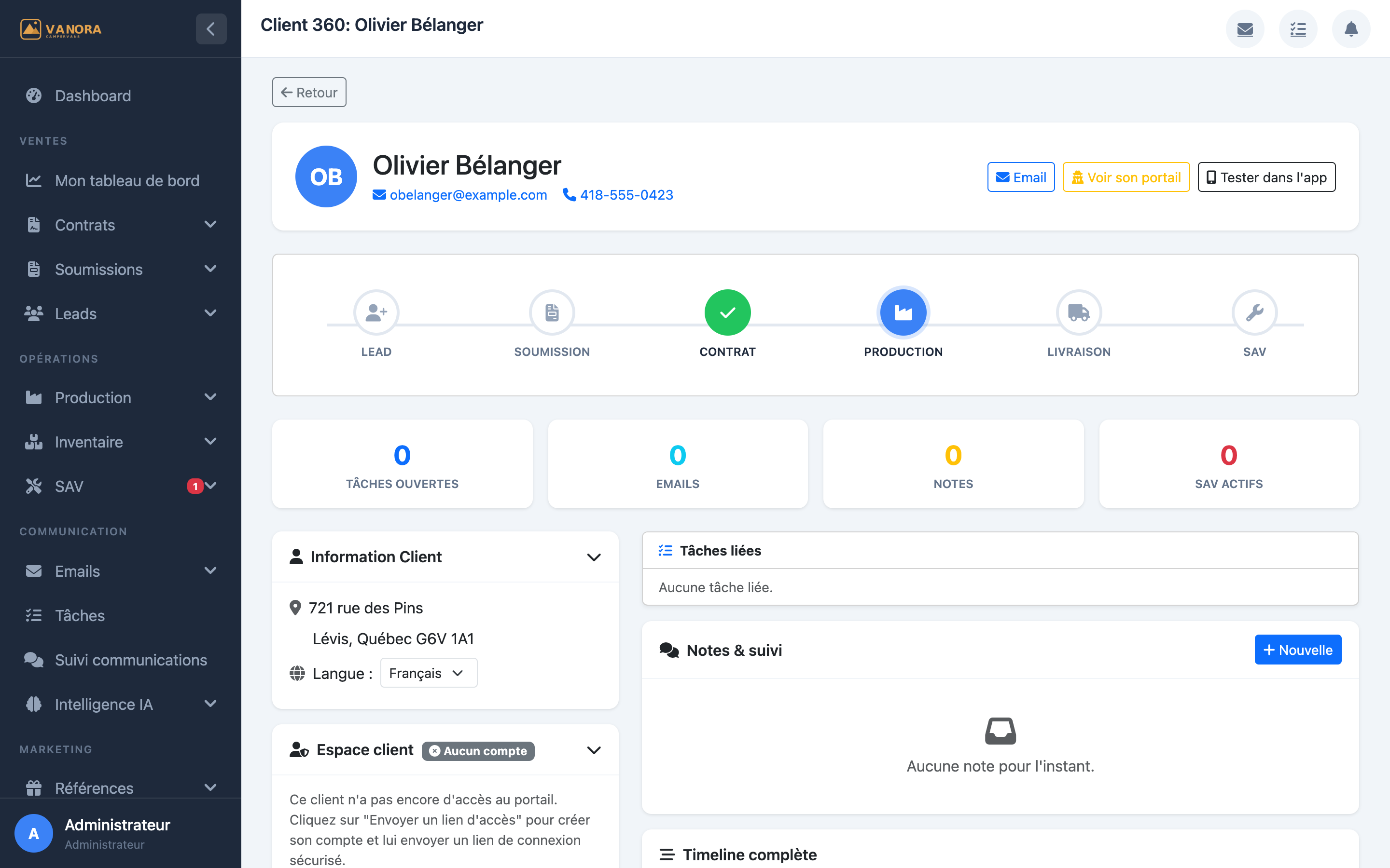 Fiche client 360°